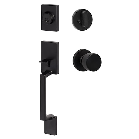 Sure-Loc Hardware Sure-Loc Hardware Stockholm Handleset, Bergen Round Handset Trim, Flat Black SH507-R-BG-RD FBL